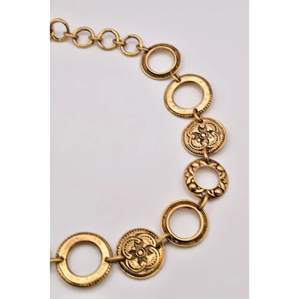 The Limited Vintage Brushed Antiqued Gold Medallion Chain Belt 30